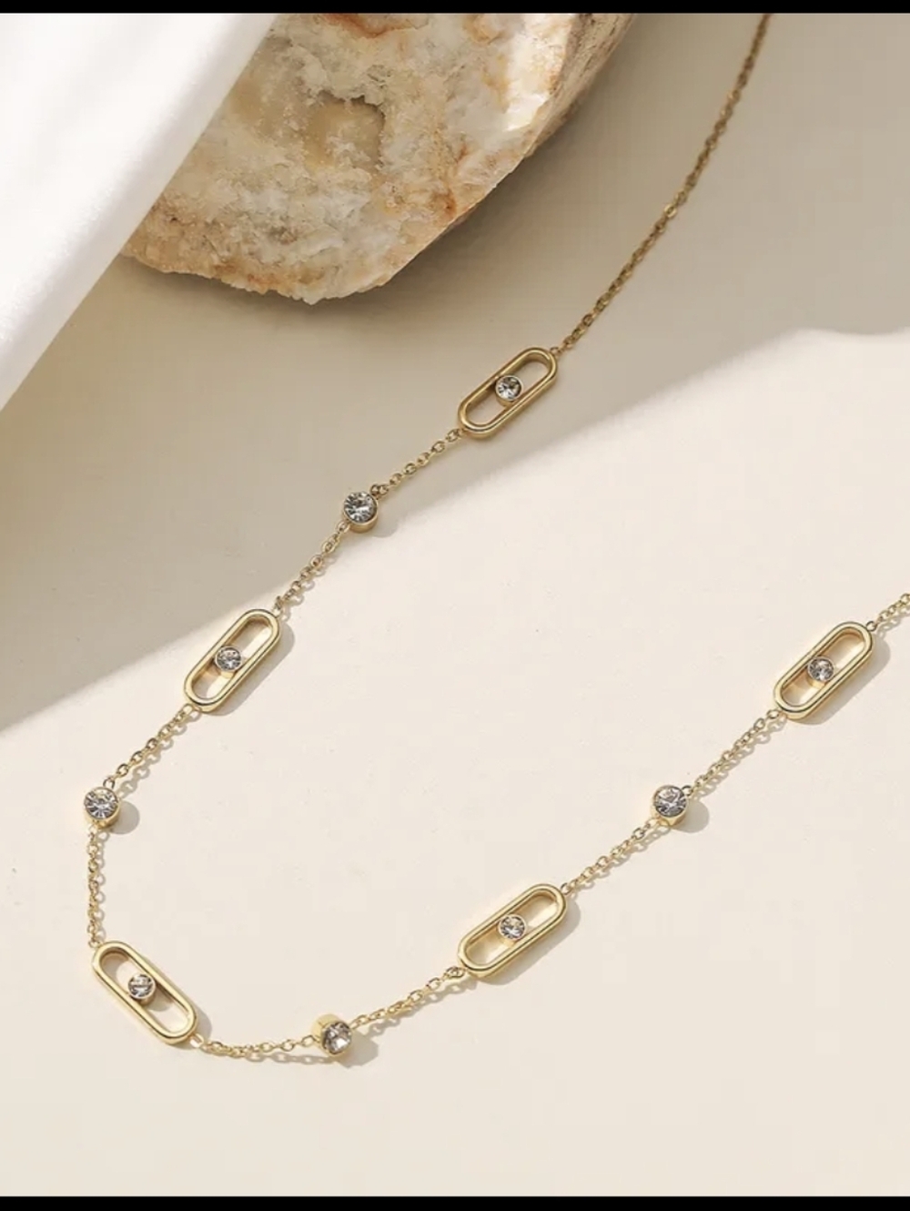18K Gold Plated Geometric Diamond Necklace